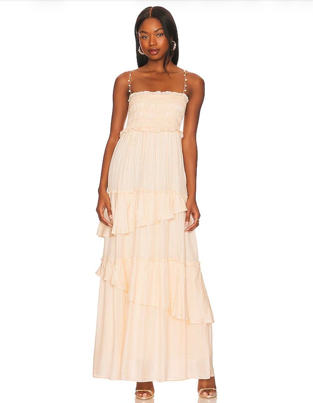 CAMI NYC Anita Tiered Maxi Dress Size Medium NWT Striped Ruffle Silk Blend $484